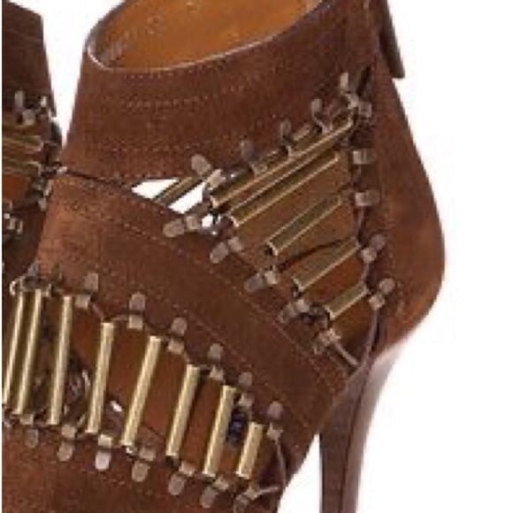 Ralph Lauren 2014 Collection Brown Suede Brass Bead Embellished Blephina Sandal - Picture 3 of 16